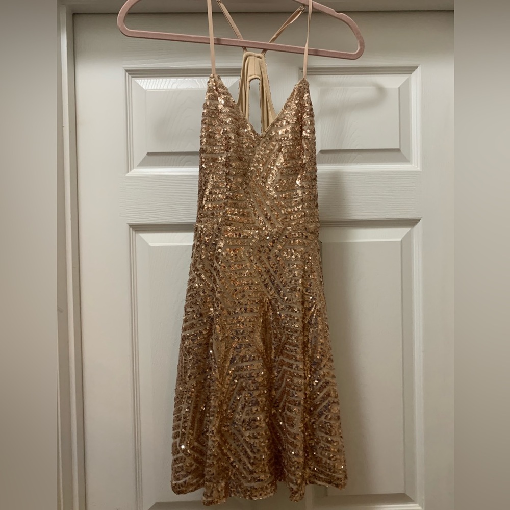 Rose gold sequin cocktail dress! Size small